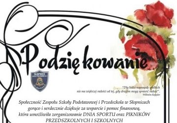 PODZIĘKOWANIE - DZIEŃ SPORTU & PIKNIKI PRZEDSZKOLNE I SZKOLNE