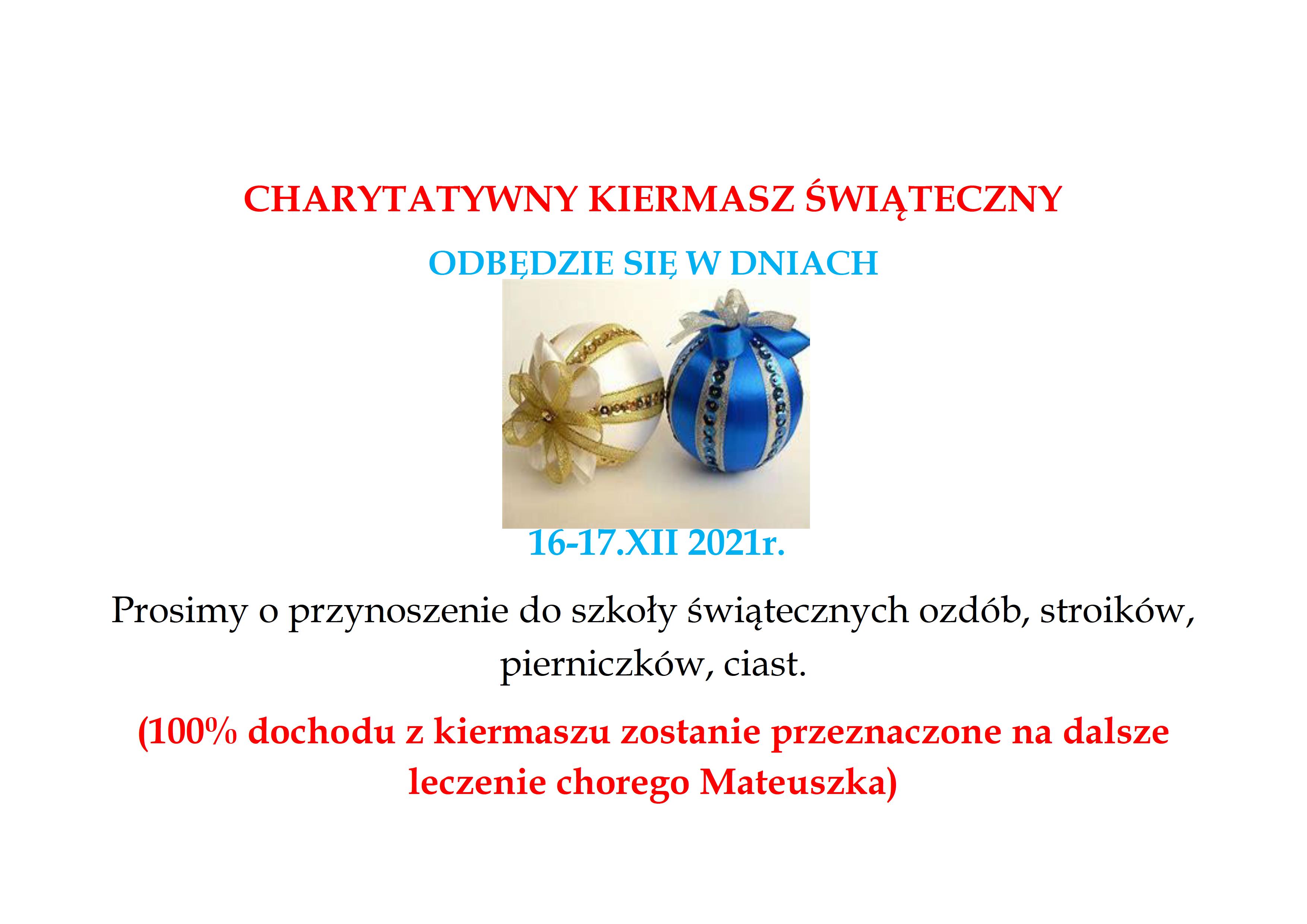 CHARYTATYWNY KIERMASZ ŚWIĄTECZNY