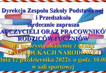 Zaproszenie na akademię z okazji Dnia Edukacji Narodowej